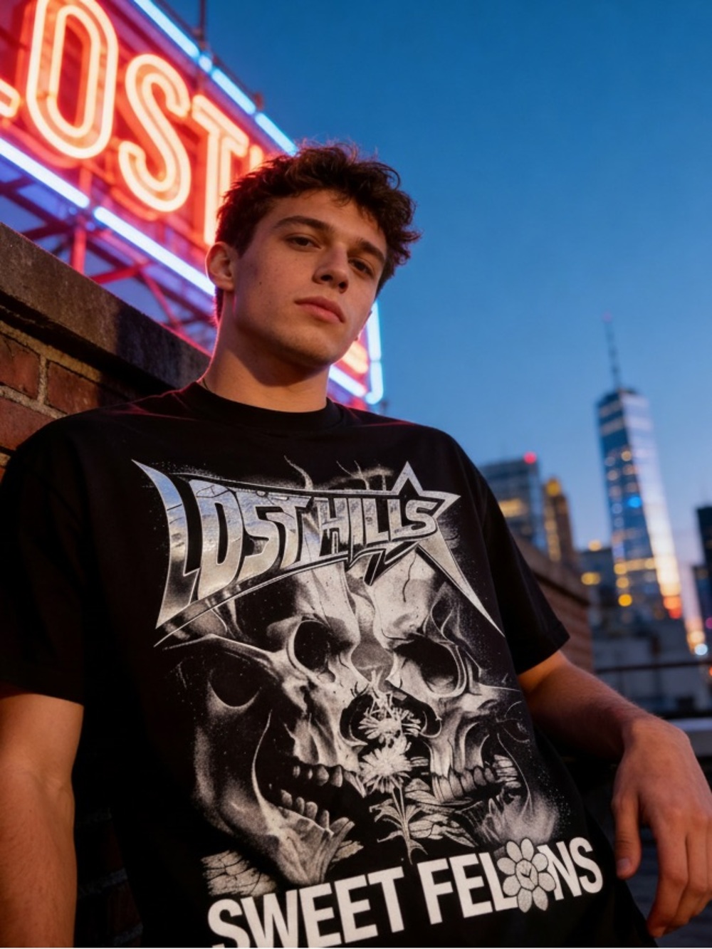 Lost Hills x Sweet Felons Colab Black Graphic Tee